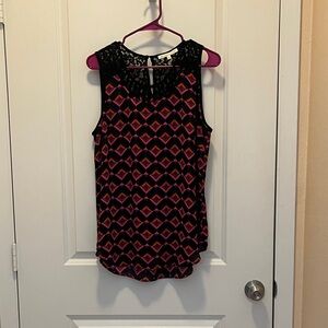 Daniel Rainn Black and Pink Geometric Blouse